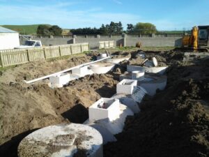 Side angle view of two Septech Turbojet 3000 wastewater units installed together