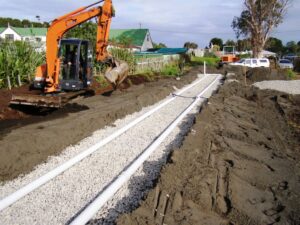 Completed soak bed for wastewater dispersal at a property