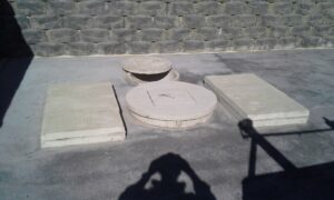 Aerogreen wastewater treatment system installed and surrounded by concrete